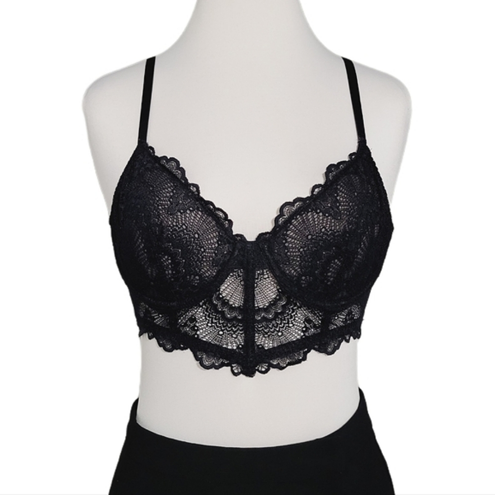 Black Lace Corset Bra